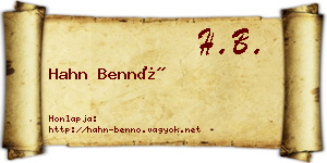 Hahn Bennó névjegykártya